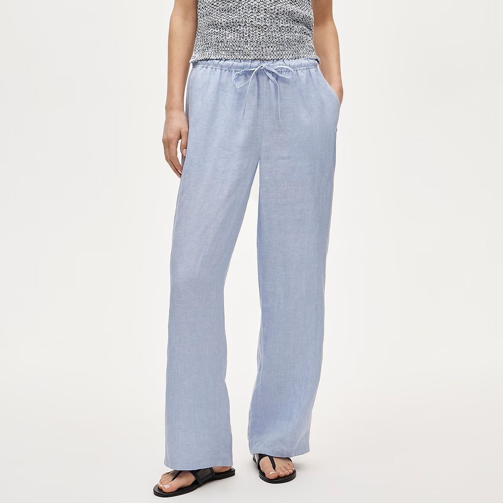 J.Crew Soleil pant in linen French Blue Large NWT